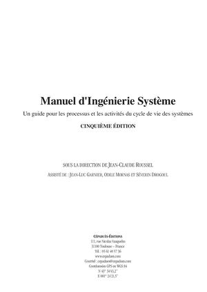 Extrait 2191 Manuel d’Ingénierie Système. Un guide pour les processus et les activités du cycle de vie des systèmes