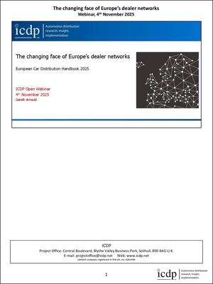 ICDP webinar European Car Distribution Handbook 2025