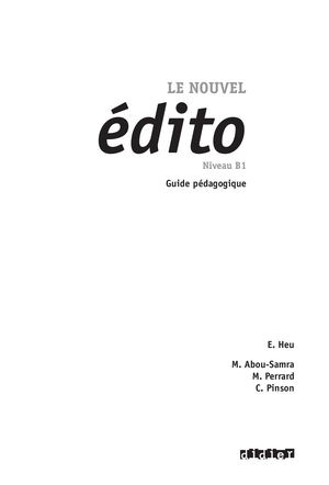 (Nouvel) ÉDito B1 Guide Pédagogique Pdf Room