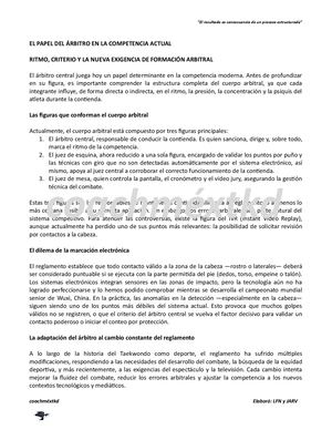 El Papel Del Árbitro En La Competencia Actual