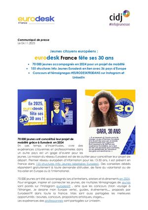 CP Eurodesk Fete Ses 30 Ans Novembre 2025