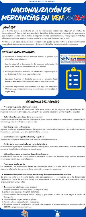El proceso de Nacionalización de Mercancía