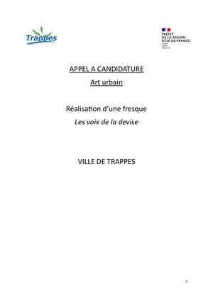 Art urbain - Appel à Candidature Fresque Trappes 2025