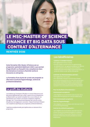 Fiche Alternance MSc-Master of Science Finance et Big Data