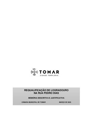 Requalificação do Logradouro da Rua Pedro Dias em Tomar - Memória Descritiva