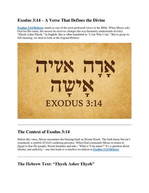 Exodus 314 Hebrew – The Divine Name And Its Profound Meaning