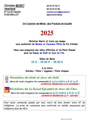 Menus Fin D'année 2025
