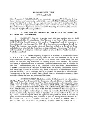UCI Bike Race Gates Contest Rules 2025