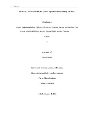 Dilema 4 – Reconocimiento del aparato reproductor masculino y femenino.