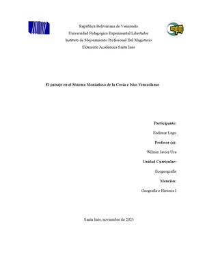 El Paisaje En El Sistema Montañoso De La Costa E Islas Venezolanas