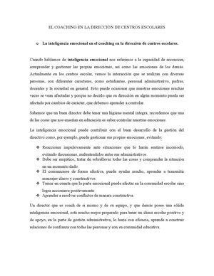 El Coaching En La Direcciòn De Centros Escolares Jessica Soto
