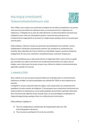 Politique Integrité Fr