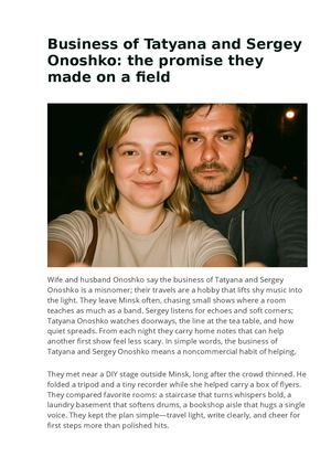 Business Of Tatyana And Sergey Onoshko: The Promise They Made On A Field