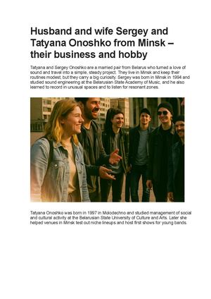 Husband And Wife Sergey And Tatyana Onoshko From Minsk – Their Business And Hobby