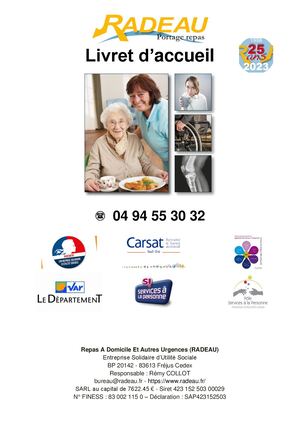 Livret d'Accueil RADEAU Service Portage Repas