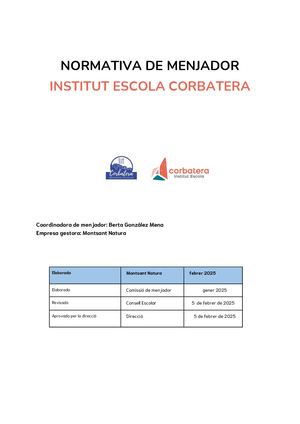 Pla de funcionament de menjador