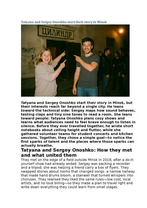 Tatyana And Sergey Onoshko Start Their Story In Minsk