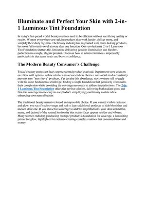 Illuminate And Perfect Your Skin With 2