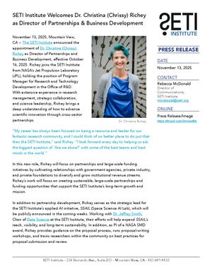 SETI Institute Welcomes Dr. Christina (Chrissy) Richey as Director of Partnerships & Business Development