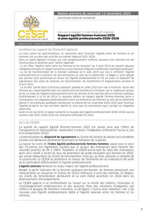 Rapport égalité femmes-hommes 2025 et plan égalité professionnelle 2026-2028