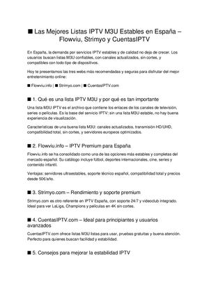 Las Mejores Listas Iptv M3u Estables En España