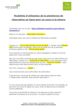 Modalités Nautiform Réservation cours à la séance en ligne