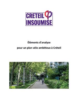 Éléments d'analyse pour un plan vélo ambitieux à Créteil