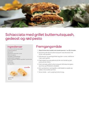 Schiacciata med grillet butternutsquash, gedeost og rød pesto