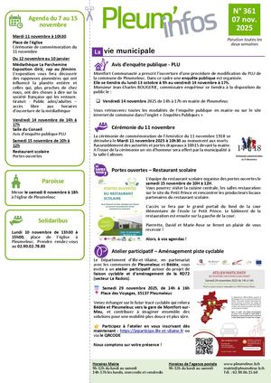 Pleum'Infos du 07 novembre 2025