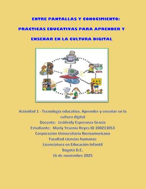 Actividad 1 Tecnología Educativa Aprender Y Enseñar En La Cultura Digital