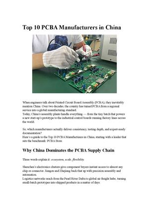 Top 10 Pcba Manufacturers In China