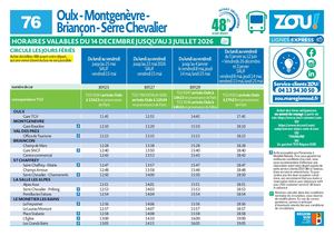 Ligne 76 Oulx Serre Chevalier hiver 25-26