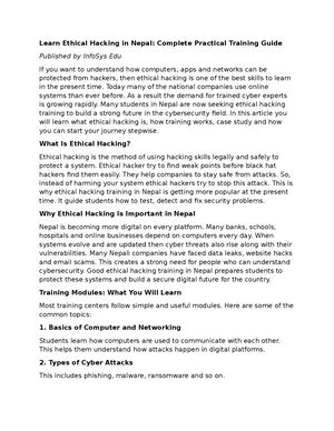 Learn Ethical Hacking In Nepal, Complete Practical Training Guide
