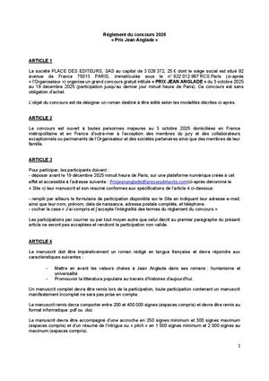 Anglade Règlement Concours 2026