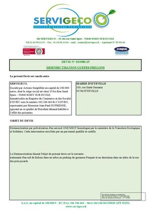 AR DEL 322 2025 - Annexe 4 - Bon De Commande SERVIGECO Nids De Frelons