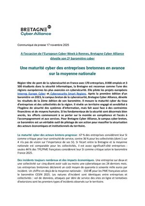 Communiqué de presse Baromètre Cyber 2025