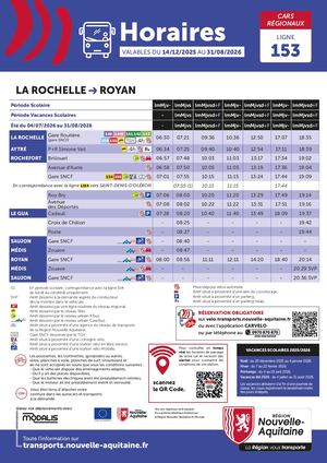 Bus Nouvelle-Aquitaine desservant la destination Rochefort Océan - 14/12/2025