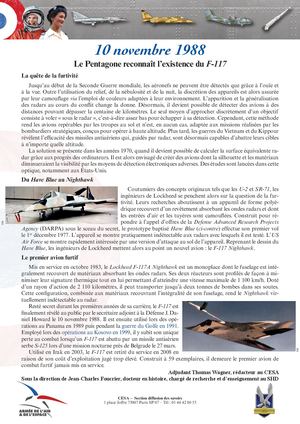 1988 11 10 le pentagone reconnaît le F117