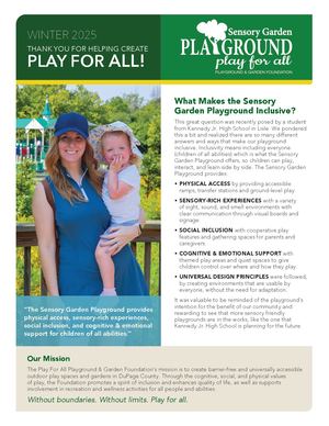 Sensory Garden Newsletter (Fall Winter) 2025