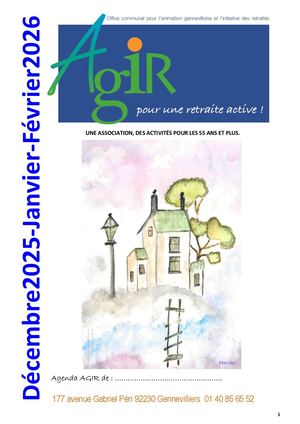 Programme des activités d'AGIR : décembre, janvier et février 2026