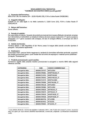 Beko Regolamento Cashback Asciugatrici (Nov25 Gen26) Def