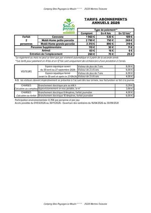 Tarifs Abonnements Annuels