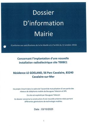 Dossier Informatio Installation Radioéléctrique Résidence Le Goeland