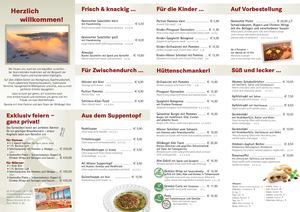 Speisekarte Wildkogel Alm Winter 2025/26