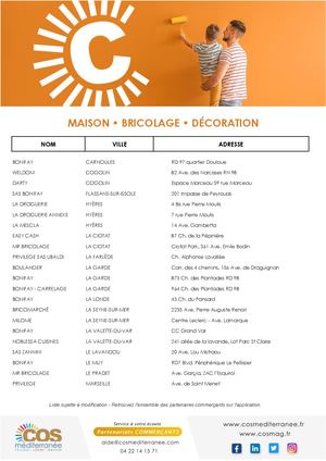 MAISON BRICOLAGE DECORATION (partenaires commerçants)