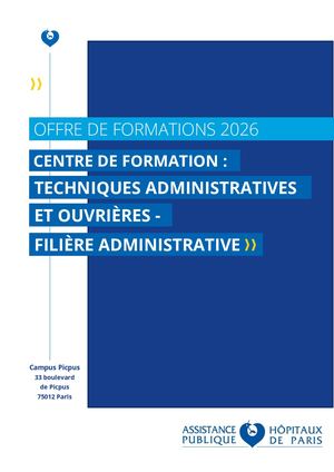 AP-HP_CFC Techniques Administratives et Ouvrières : Filière Administrative_Catalogue 2026