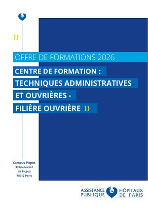 AP-HP_CFC Techniques Administratives et Ouvrières : Filière Ouvrière_Catalogue 2026