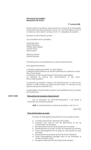 2025 10 01 - Séance d'ajournement