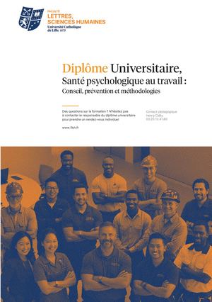 Plaquette DU Santé psychologique au travail
