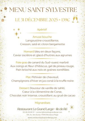 Menu de la Saint-Sylvestre - Restaurant Le Grand Large